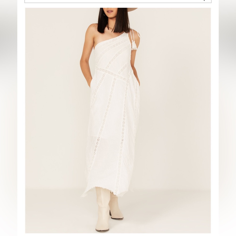 NWOT Free People White Bella One Shoulder Maxi Dress Boho - Size S